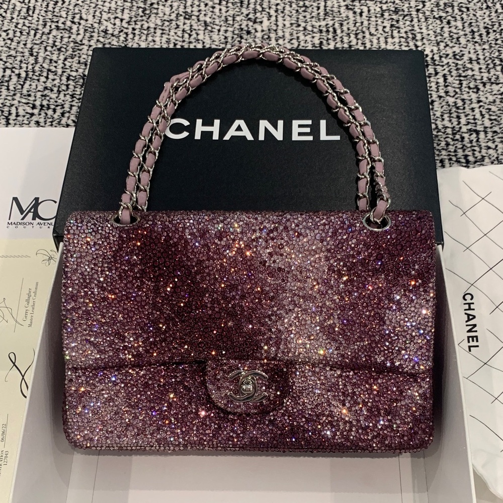 CHANEL PurpleCrystal( Swarovski) -Embellished Shoulder Bag. New in Box.